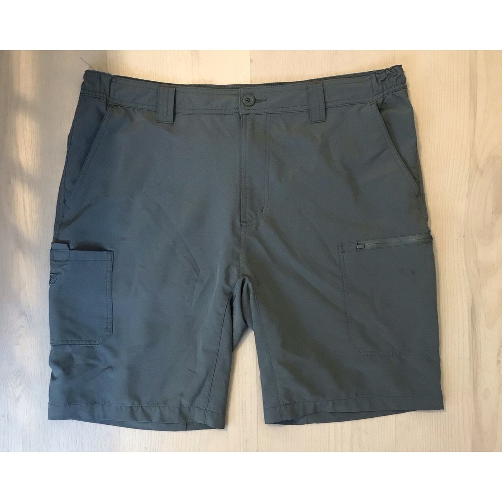 GILLZ Men's X-Large Gray Blue Fishing 5 Pocket Zip Fly Casual Shorts XL